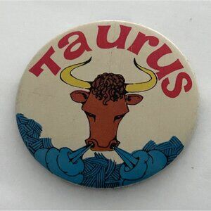 Vintage Taurus Zodiac Pinback Button April 20-May 20 Armour Made In USA Bull